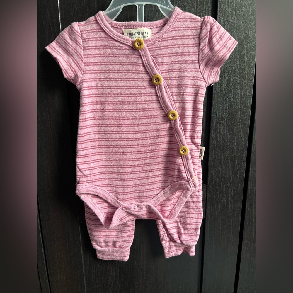 0-3 month baby girl Pink Striped  Matching Set